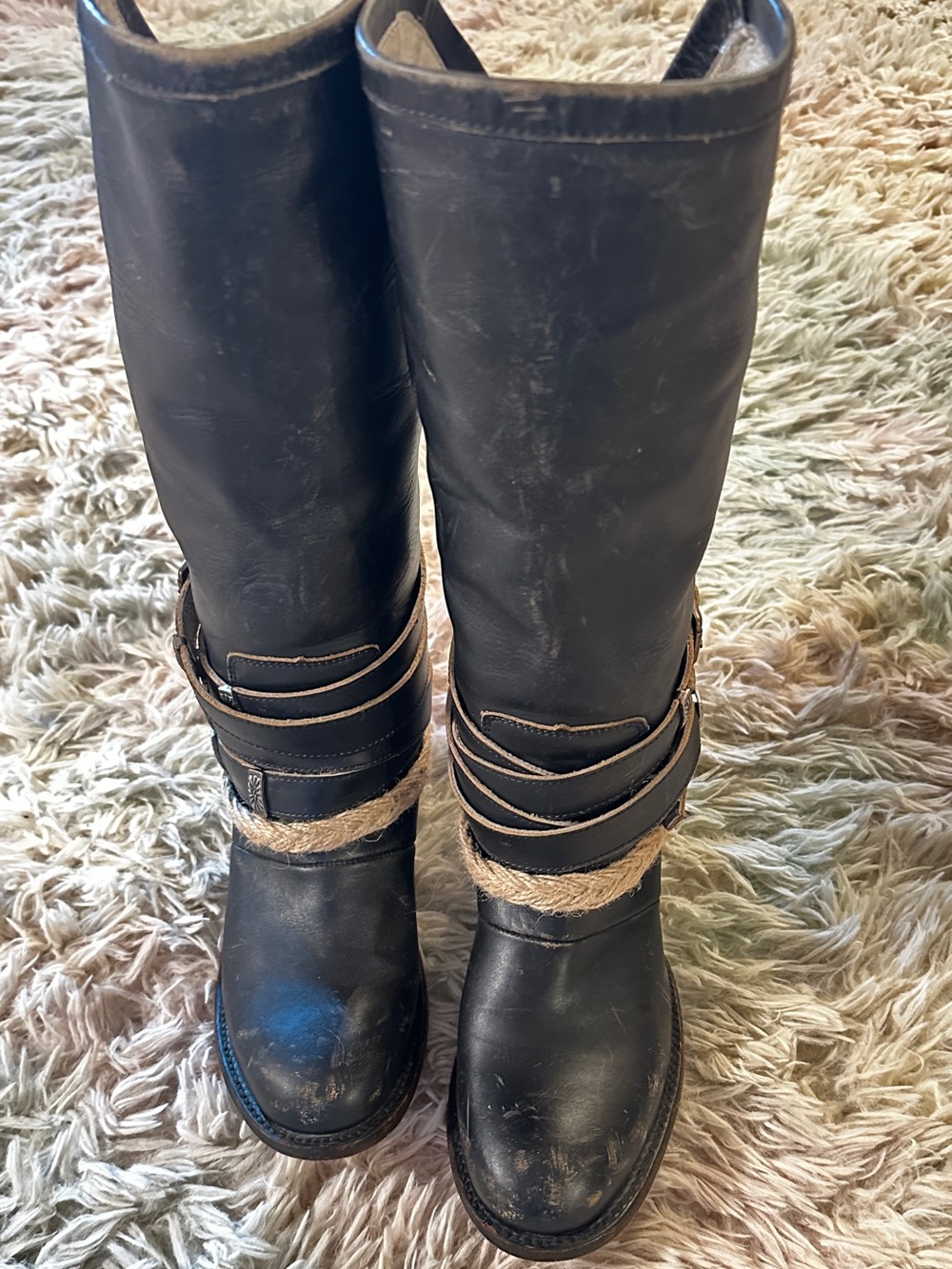 Freebird Drove Distressed Black Leather Boots Size 7 - Picture 4 of 15